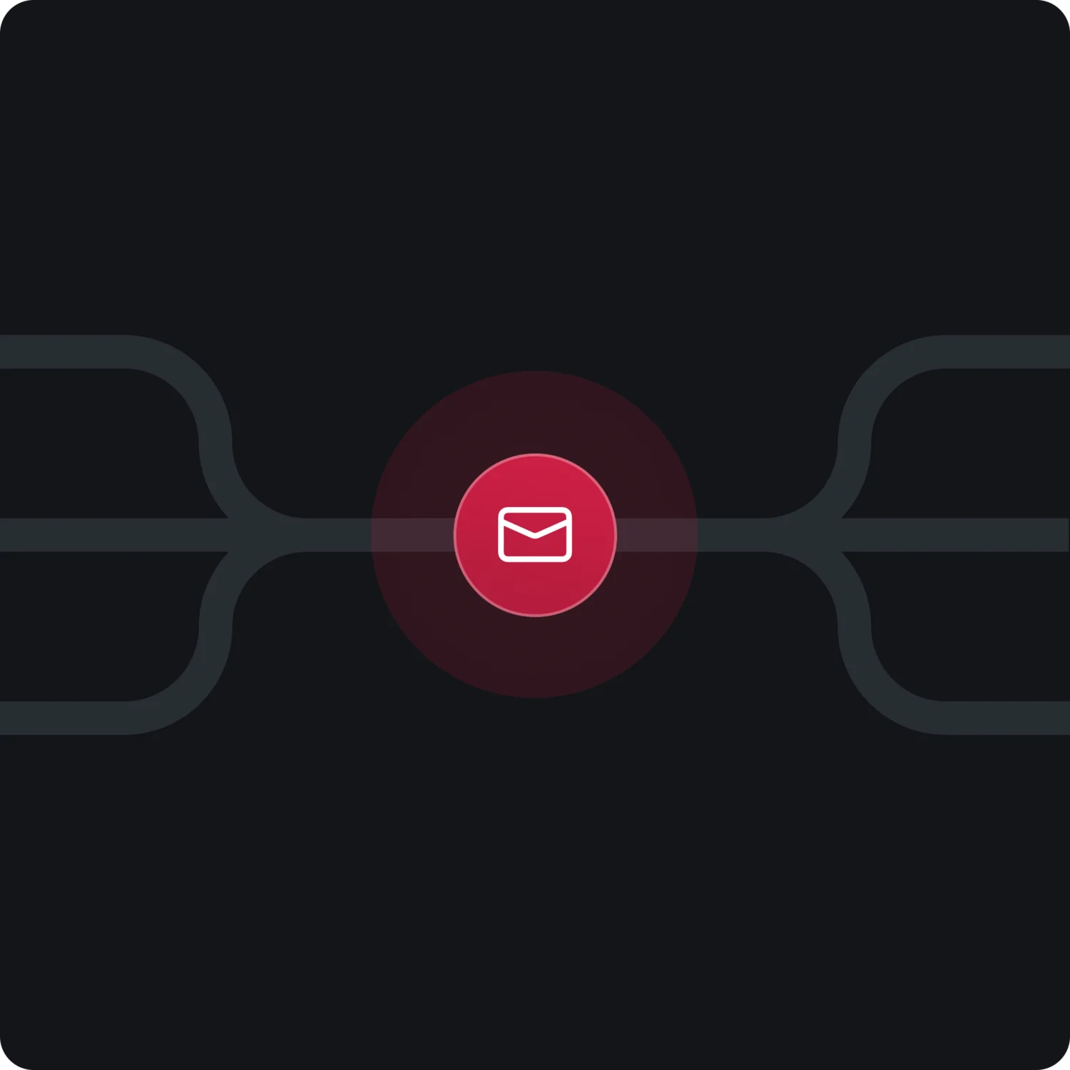 Korrespondenzmanager: die Software für eure Rezeption Rotes Symbol eines Briefumschlags in einem Netzwerkdiagramm