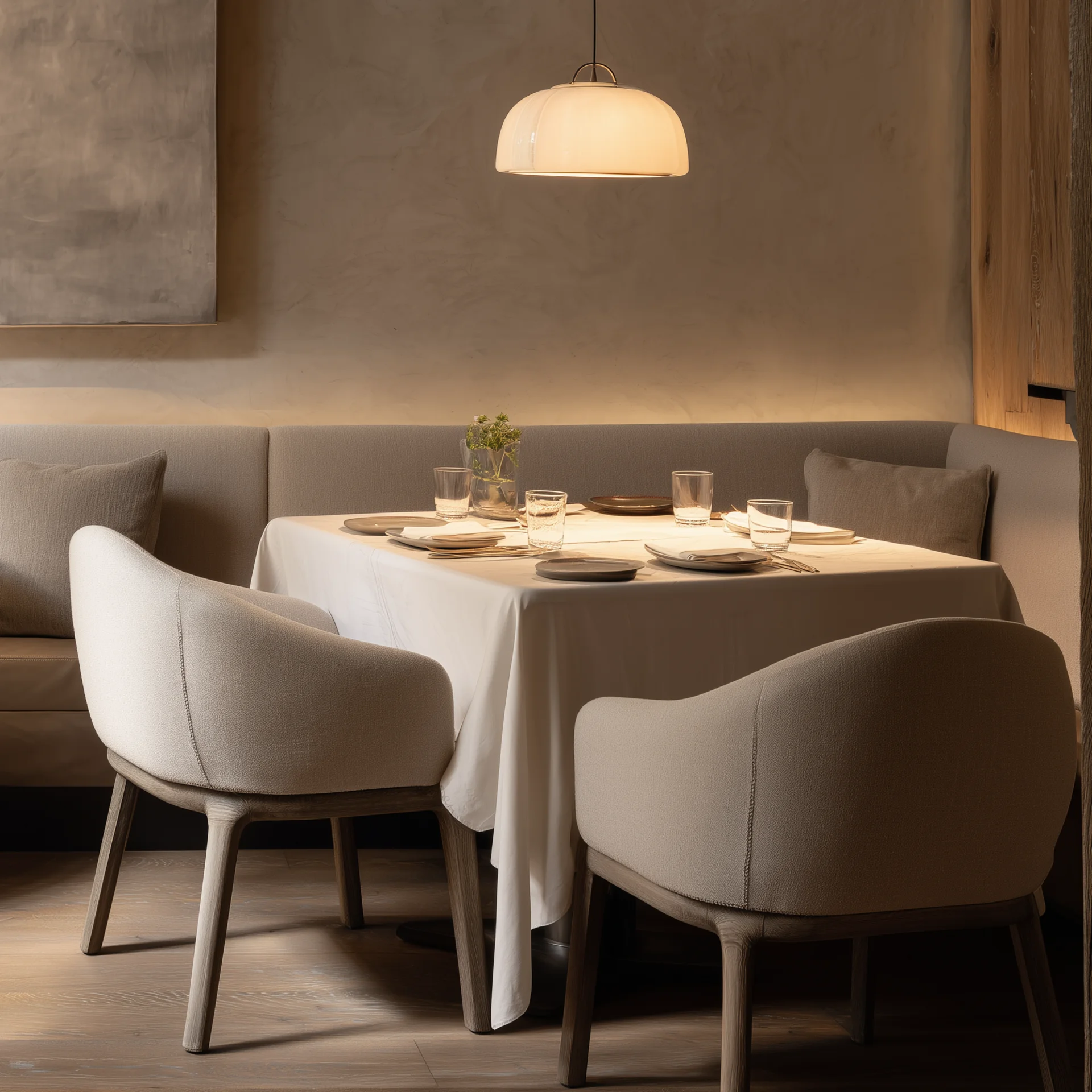 Effiziente Preisstrategien für euer Marketing Gemütlicher Essbereich mit Tisch, Stühlen und warmem Licht